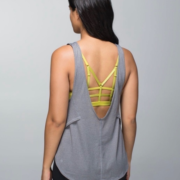 Lululemon Two Piece Seek the Heat Tank/Bra Heathered Slate/Pear Size 6 - Picture 2 of 14